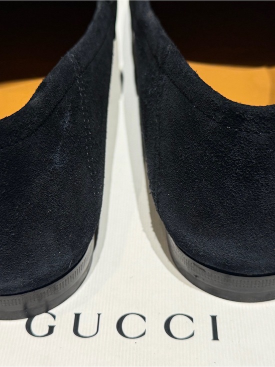 Gucci Black Suede Loafers with Green-Red Web and Gold Horsebit main image 4